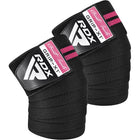 RDX KR11 Kniebandagen zum Wickeln Kraftraining mit Klettverschluss Fitness Bodybuilding Pink Frauen beide Knie gewickelt