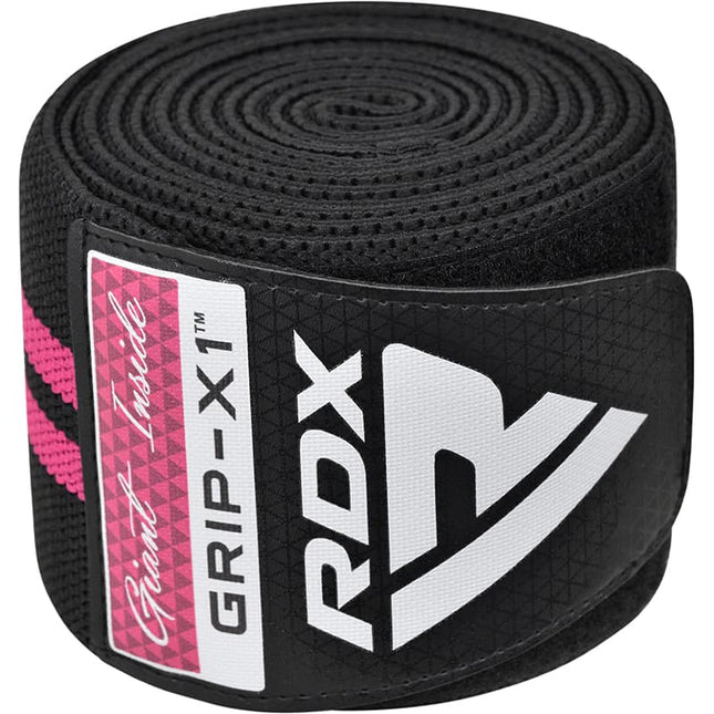 RDX KR11 Kniebandagen zum Wickeln Kraftraining Fitness Bodybuilding Pink Frauen aufgerollt