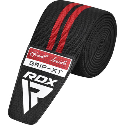 RDX KR11 Kniebandagen zum Wickeln Kraftraining Fitness Bodybuilding Rot Klettverschluss Rolle