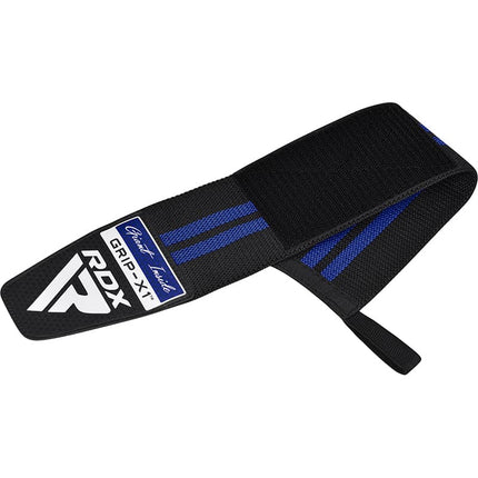 RDX WR11 Gym Wrist Wraps Black Blue Handgelenksbandagen Fitness ausgerollt