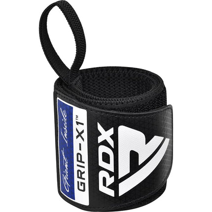 RDX WR11 Gym Wrist Wraps Black Blue Handgelenksbandagen Fitness aufgerollt