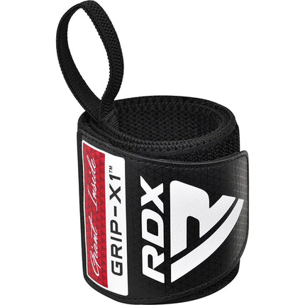 RDX WR11 Gym Wrist Wraps Black Red Handgelenksbandagen aufgerollt