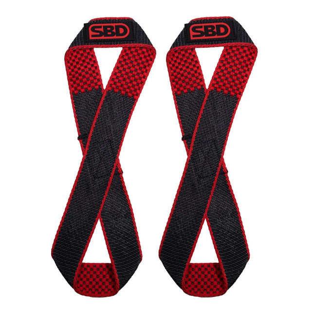 SBD Figure 8 Lifting Straps Schwarz Rot