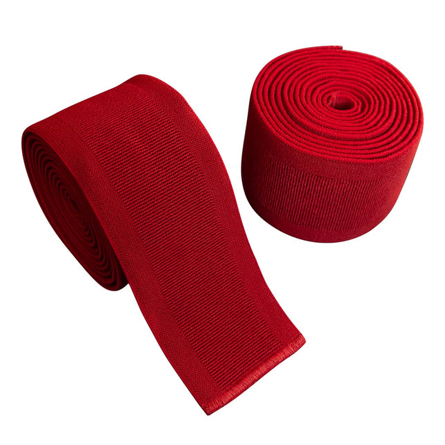 SBD Kniebandagen zum Wickeln Kraftsport Profi Powerlifting Flexibel Rot Wettkampf aufgerollt