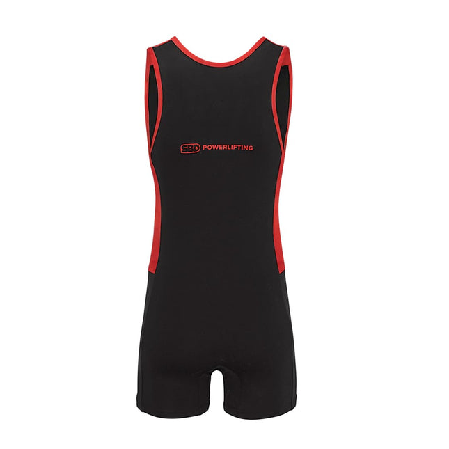 SBD Powerlifting Singlet Maenner Schwarz Rot Rückseite