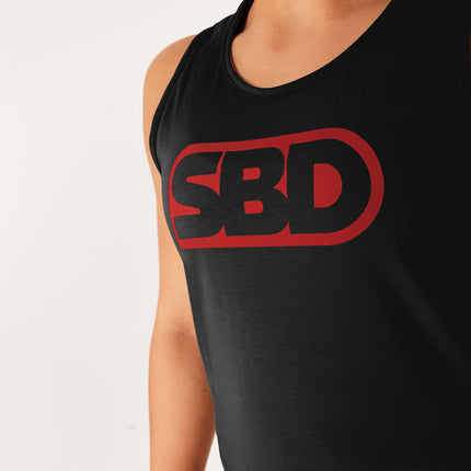 SBD Tank Top Schwarz Rot Frauen Logo Details Brust